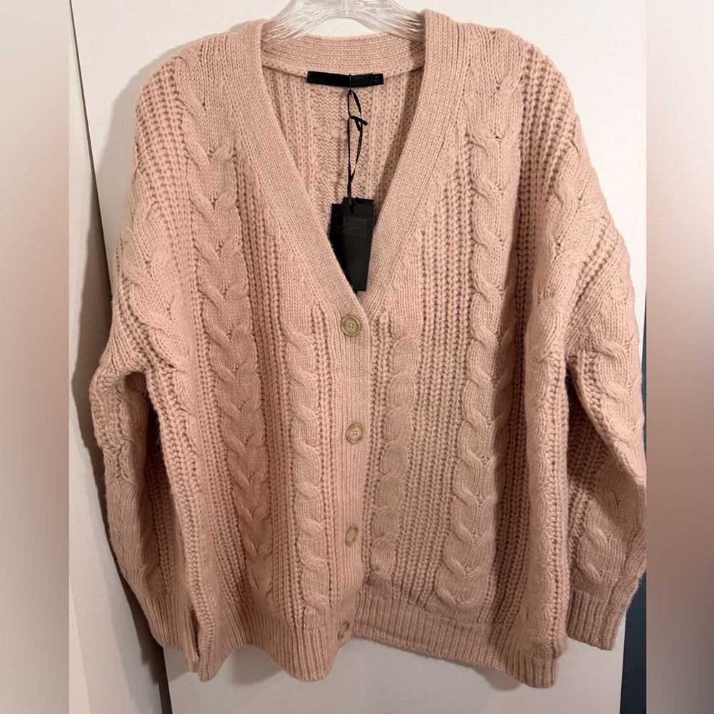 Jenni Kayne NWT Cable Cocoon Cardigan Pink Blush Size XS - Picture 2 of 15